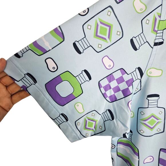 NEW Deolax Polo Shirt Blue All Over Print Short Sleeve Pullover Top Men XXL - Picture 4 of 9